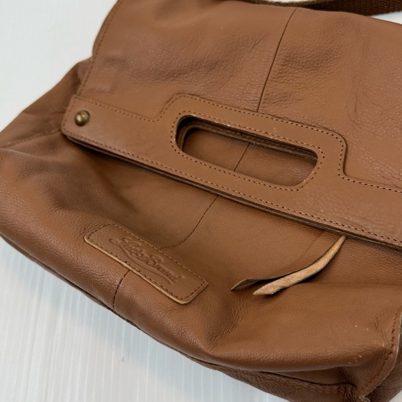 Lucky Brand Tan Crossbody Bag foldover magnet cognac piecetrain leather - Picture 5 of 15